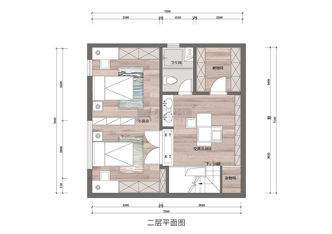 二層平面布置及立面索引圖